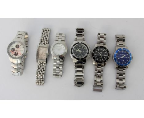 LOT VON 6 DESIGNER HERRENARMBAMDUHRENu.a. Marc Jacobs, Armani, Bergmann, Krippl etc. Quarzwerke, Funktionen nicht geprüft   M