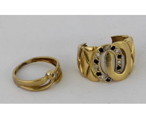 ZWEI DAMENRINGE750/000 Gelbgold. Brutto ca. 6,4g   TWO LADIES RINGS 750/000 yellow gold. Gross weight approximately 6.4 grams