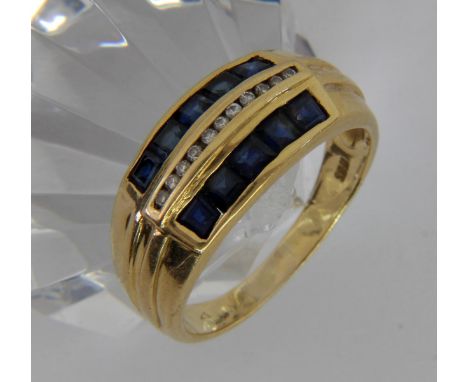 DAMENRING585/000 Gelbgold mit Saphiren und Brillanten. Ringgr. 59, Brutto ca. 5,8g   A LADIES RING 585/000 yellow gold with s