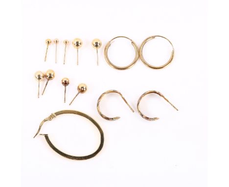 Various 9ct gold earrings, 2.5g totalLot sold as seen unless specific item(s) requested 