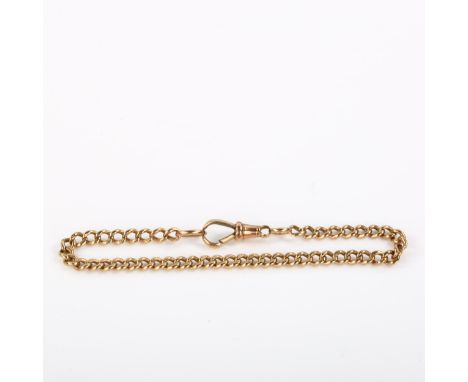 An Antique 9ct rose gold curb link chain bracelet, with 9ct dog clip, bracelet length 16cm, 8.3gNo damage or repair, no broke