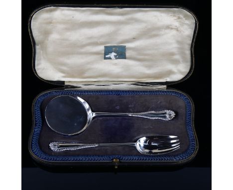 A George V silver 2-piece serving set, comprising slice and fork, by Josiah Williams & Co, hallmarks London 1921, slice lengt