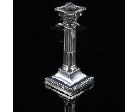 An Edwardian silver Corinthian column table candlestick, with removeable sconce, by Goldsmiths & Silversmiths Co Ltd, hallmar