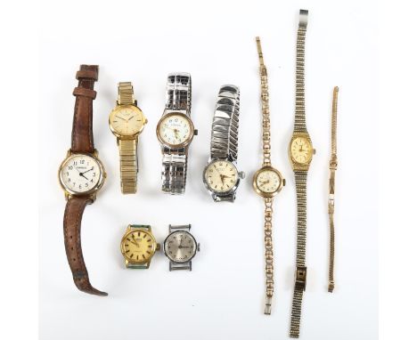 Various lady's wristwatches, including 9ct Record, 12.5g gross, 9ct snake link strap, 5.6g etcLot sold as seen unless specifi