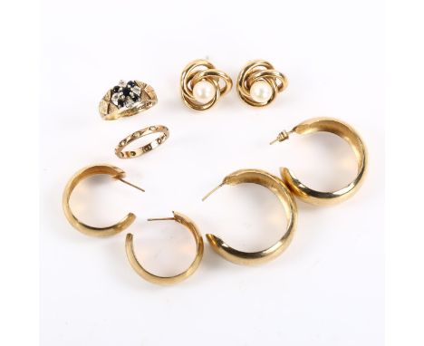 Various 9ct gold jewellery, including rings and earrings, 18.5g grossLot sold as seen unless specific item(s) requested 