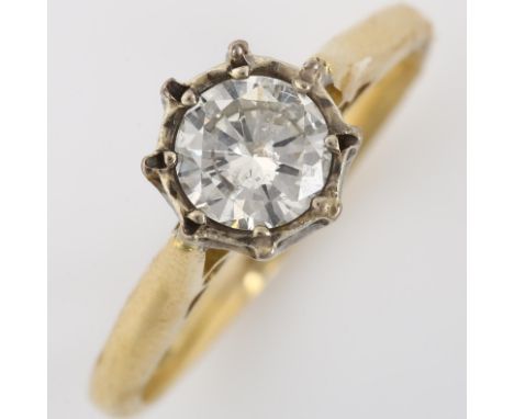 An 18ct gold 0.6ct solitaire diamond ring, illusion set with modern round brilliant-cut diamond, diamond weight calculated fr