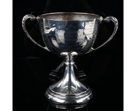 A George V silver trophy cup, for The Hunter Trials For The Best Owner Rider 1934 onwards, by S Blanckensee & Son Ltd, hallma