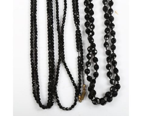 Various faceted jet beads and necklacesLot sold as seen unless specific item(s) requested 