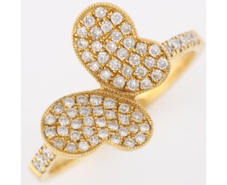 An 18ct gold diamond butterfly dress ring, pave set with modern round brilliant-cut diamonds and diamond set shoulders, total