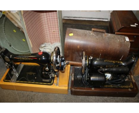 TWO CASED VINTAGE SEWING MACHINE 
