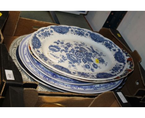 A TRAY OF VINTAGE MEAT PLATES