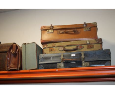 FOUR VINTAGE SUITCASES AND ANOTHER (5)