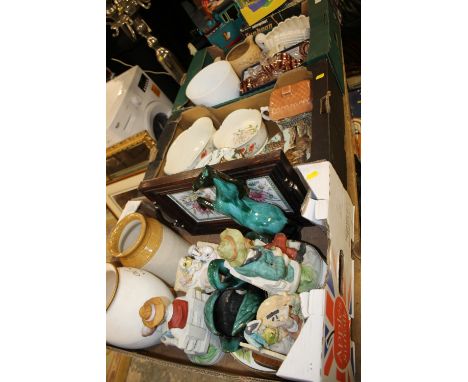 THREE TRAYS OF CERAMICS AND GLASSWARE TO INCLUDE COLLECTORS PLATES