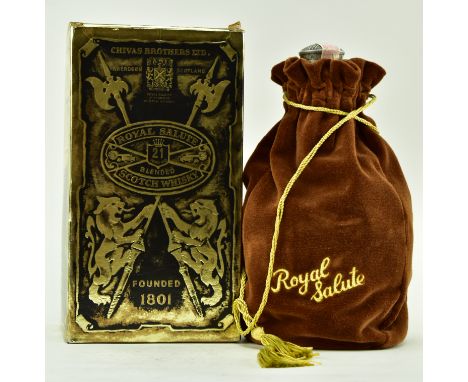 A&nbsp; bottle of Chivas Royal Salute 21 year old blended whisky, presented in classic wade ceramic brown flagon complete wit