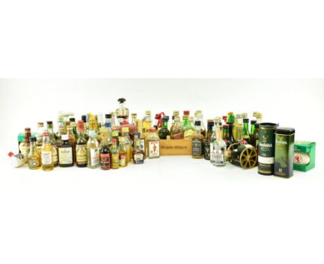 A large collection of miniature of bottles of spirits and liqueurs including cognac, brandy, gin, rum, tequila&nbsp; and othe