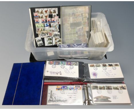 A box of a large quantity of first day covers, vintage and later British and world stamps 