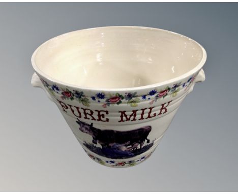 A ceramic milk maid's twin-handled bucket, diameter 36cm 