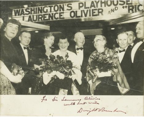 EISENHOWER, Dwight (1890-1969). A monochrome photograph of Dwight Eisenhower and Laurence Olivier, 275 x 335mm., framed and g