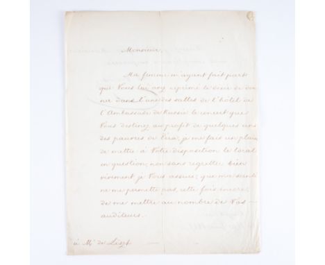 LISZT, Franz (1811-86). Autograph letter, signed ("F. Liszt"), to Hector Berlioz, Eiken, 20 August 1851. In French. Three-pag