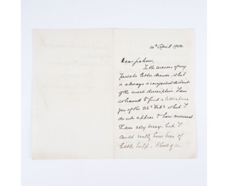 OMMANNEY, Edward Lacon, Colonel (1834-1914). Autograph letter, signed ("E. L. Ommaney"), to "Graham" [an unknown recipient], 