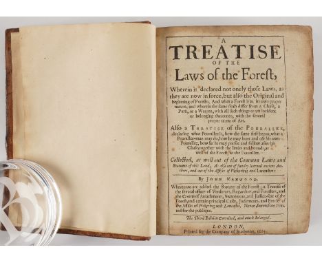 MANWOOD, John (d.1610). A Treatise of the Laws of the Forest ... The Third Edition, London, 1665, 8vo, printed in black lette