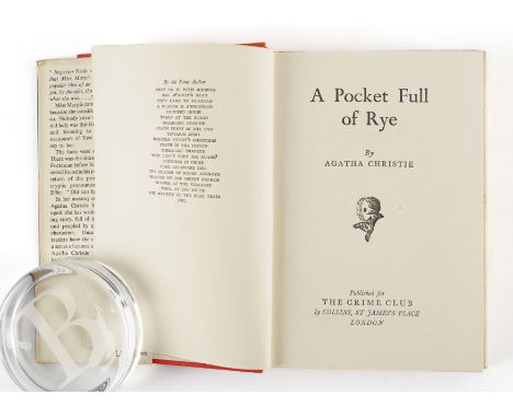 CHRISTIE, Agatha (1890-1976). A Pocket Full of Rye, London, 1853, 8vo, original cloth, dust-jacket. A FINE COPY OF THE FIRST 