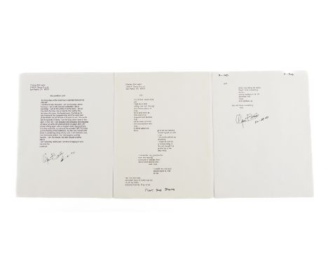 BUKOWSKI, Charles (1920-94). "Old". The original file copy of the poem in the form of a computer print-out, 47 lines on 2 she