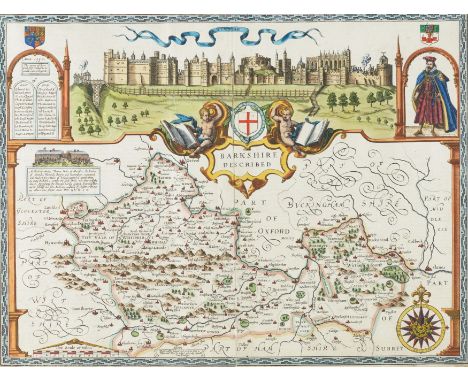 SPEED, John (1552-1629). Barkshire Described, [London: 1629 or later], hand-coloured engraved map of Berkshire, title within 