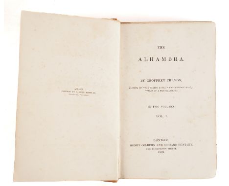 [IRVING, Washington (1783-1859)]. The Alhambra, London, 1832, 2 volumes, large 8vo, contemporary calf-backed blue paper board