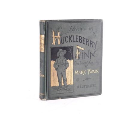 "TWAIN, Mark" (1835-1910). Adventures of Huckleberry Finn, New York, 1885, 8vo, frontispiece, heliotype portrait, illustratio