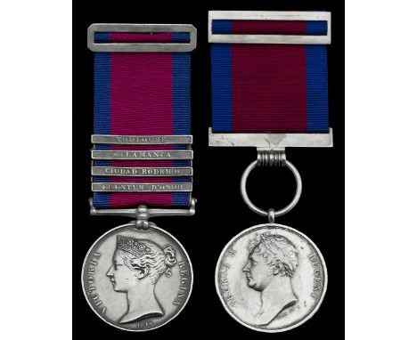 Pair: Private A. Holmes, 42nd Foot, who was wounded in the head and neck at WaterlooMilitary General Service 1793-1814, 4 cla