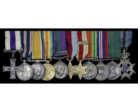 An unattributed Great War M.C., K.P.M. for Gallantry group of eleven mounted miniature dress medalsMilitary Cross, G.V.R.; Ki