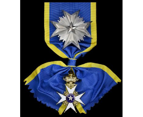 (x) Sweden, Kingdom, Order of the North Star, Knight Grand Cross set of Insignia, by Carlman, Stockholm, sash Badge, 80mm inc