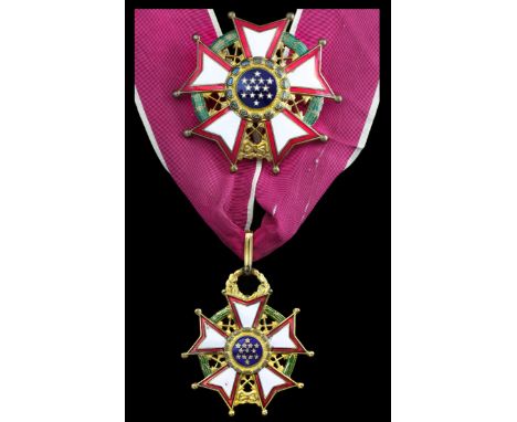 (x) United States of America, Legion of Merit, Grand Officer's set of Insignia, neck Badge, 57mm, gilt and enamel; Star, 75mm