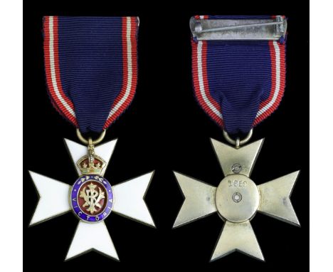 The Royal Victorian Order, M.V.O., Member's 4th Class breast Badge, silver-gilt and enamel, the reverse officially numbered '