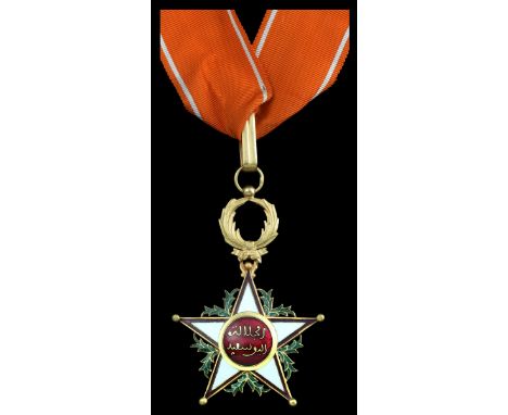 (x) Morocco, Republic, Order of Ouissam Alaouit Sharifian, Commander's neck Badge, 80mm including wreath suspension x 58mm, g