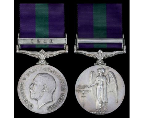 General Service 1918-62, 1 clasp, Iraq (79572 Pte. W. Brown. Manch. R.), good very fine. Subject to 20% VAT on Buyer’s Premiu