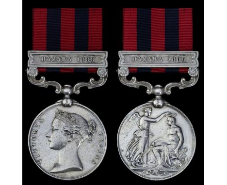 India General Service 1854-95, 1 clasp, Hazara 1888 (545--- May 2d. Bn. R. Ir. R.), wear to naming and light contact marks th