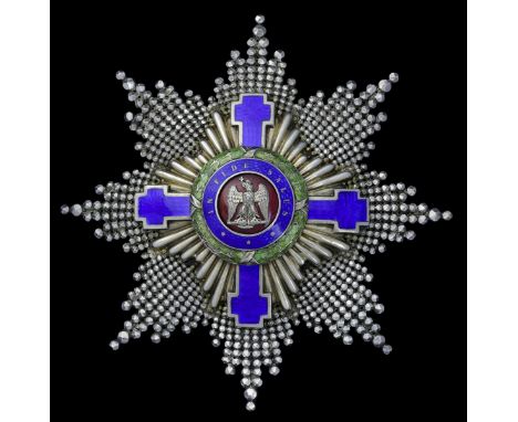 (x) Romania, Kingdom, Order of the Star, Star, by Resch, Bucharest, 87mm, silver, silver-gilt and enamel, maker's cartouche t