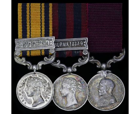 Family group:An important mounted group of three miniature dress medals worn by Garrison Sergeant-Major H. E. Gallagher, 24th