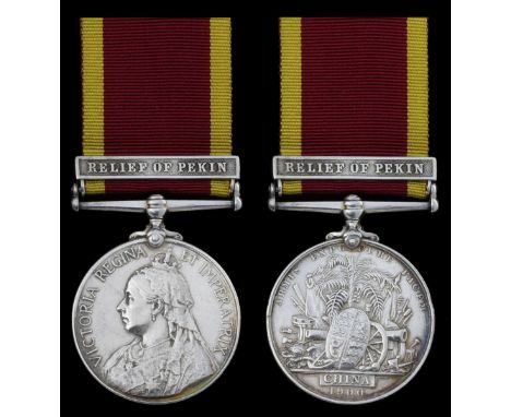 (x) China 1900, 1 clasp, Relief of Pekin (W. Logan, Pte. R.M., H.M.S. Endymion.), light edge bruising, very fine. Subject to 