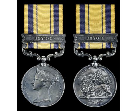 South Africa 1877-79, 1 clasp, 1878-9 (Sgt. Maj. Stoneham. Pulliens Rangers.), dark toned, light edge nicks, very fine. Subje