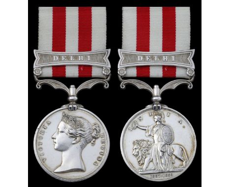 (x) Indian Mutiny 1857-59, 1 clasp, Delhi (1st. Lieut. H. M. Cudell, L,F,B. Bengal Arty.), very fine. Subject to 5% tax on Ha