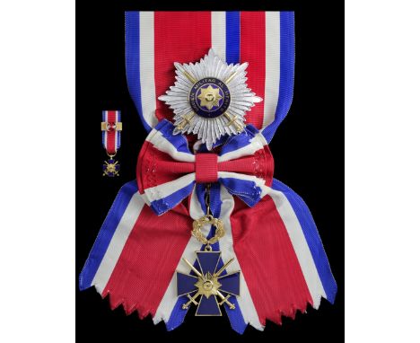 (x) Uruguay, Republic, Order of Military Merit, by N. S. Meyer, New York, First Class set of Insignia, sash Badge, 90mm inclu