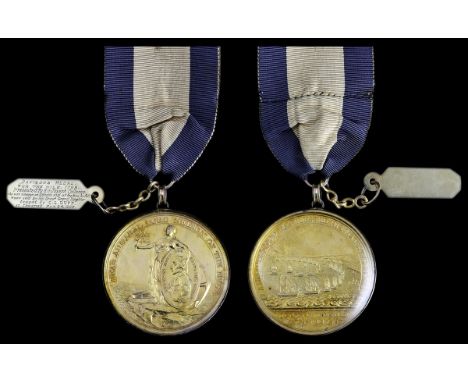 A most interesting and well-presented glazed Nile medal attributed to Surgeon Sir J. Cullerne, Royal NavyAlexander Davison’s 