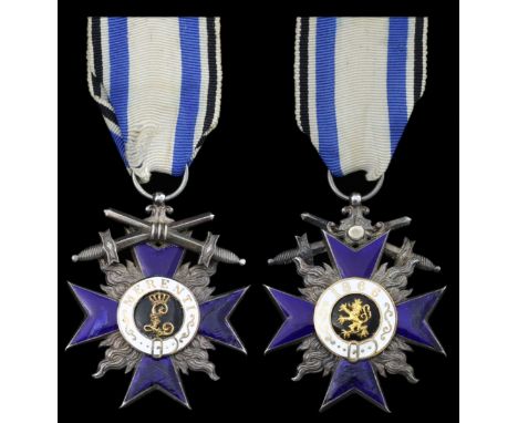 (x) Germany, Bavaria, Order of Military Merit, 4th Class breast Badge, with Swords, by Jacob Leser, Munich, 48mm x 40mm, silv
