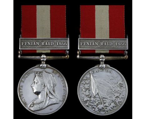 (x) Canada General Service 1866-70, 1 clasp, Fenian Raid 1866 (Pte. R. Harbour 9th. Bn.), impressed naming, good very fine. S
