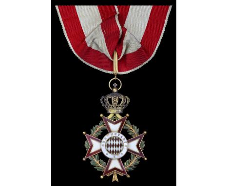 Monaco, Principality, Order of St. Charles, Commander's neck Badge, by Bronfort, Monaco, 83mm including crown suspension x 55