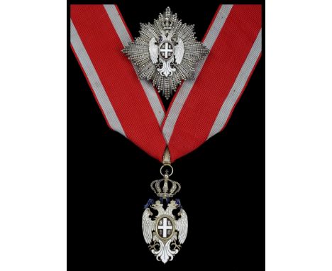 (x) Serbia, Kingdom, Order of the White Eagle, Civil Division, Knight Commander's set of Insignia, neck Badge, 84mm including