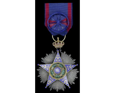 Egypt, Kingdom, Order of Ismail, breast Badge with rosette upon riband, by Lattes, 75mm including crown suspension x 56mm, go